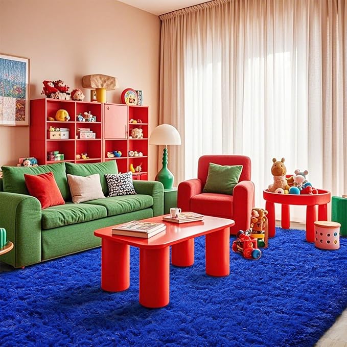 9x12 Area Rug for Living Room, Shag Large Rug for Bedroom, Soft Furry Non Slip Carpet for Kids Room Nursery Teens Dorm Home Decor, Royal Blue