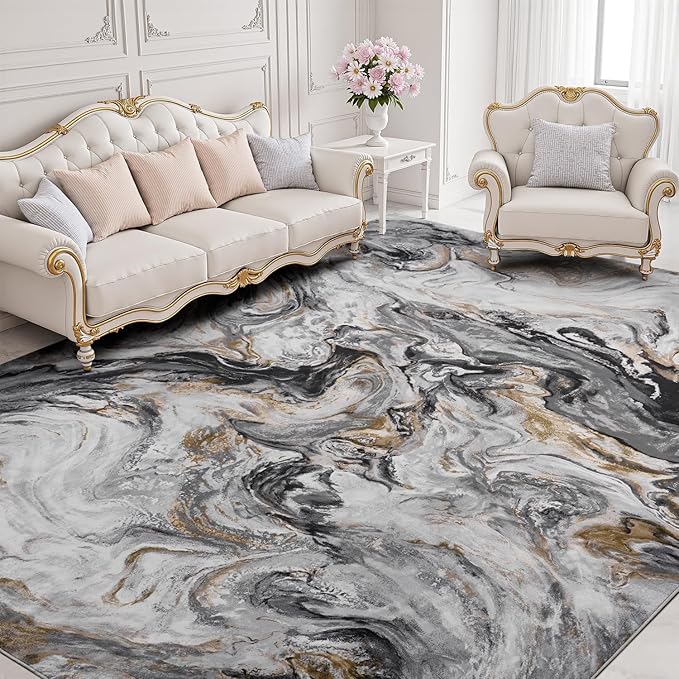 4x6 Washable Area Rugs for Living Room, Blue Modern Abstract Rug Entryway Kitchen Non Slip Throw Rug, Stain Resistant Carpet for Dining Room Playroom Bedroom, Pet & Kids Friendly