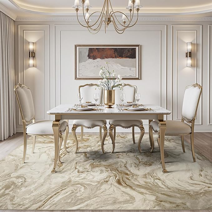 4x6 Washable Area Rugs for Living Room, Blue Modern Abstract Rug Entryway Kitchen Non Slip Throw Rug, Stain Resistant Carpet for Dining Room Playroom Bedroom, Pet & Kids Friendly