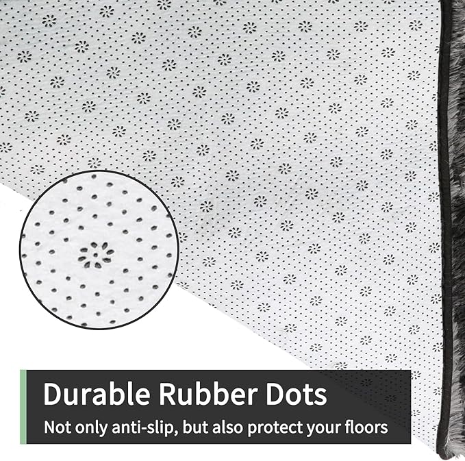 Sour Lemon Area Rugs 9x12 Living Room, Grey Large Area Rug Shag Shaggy Carpet Soft Plush Furry Bedside Rug, Machine Washable Area Rugs for Bedroom Kids Girls Boys Home Decor Anti Slip