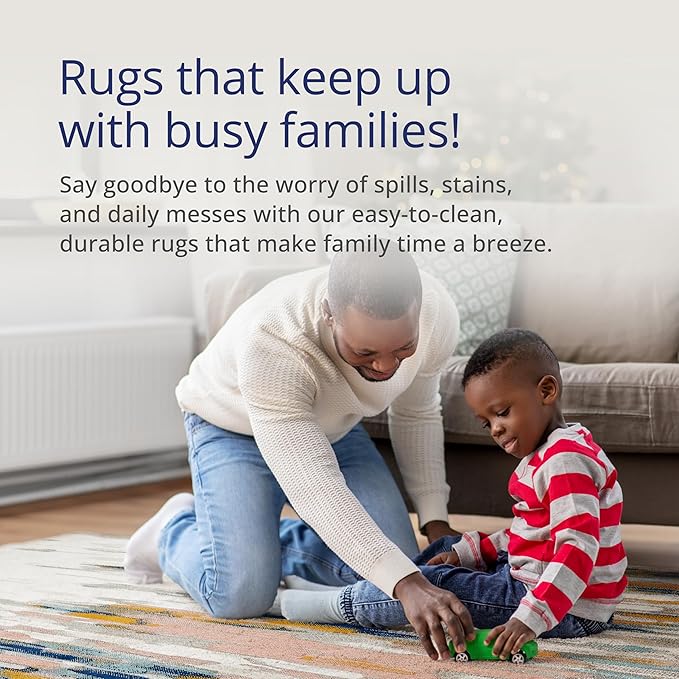 Abani Rugs Orange & Blue Contemporary Abstract Area Rug Contemporary Style, Porto Collection | Stain Shedding Resistant (8'11" x 12', Orange, Blue)