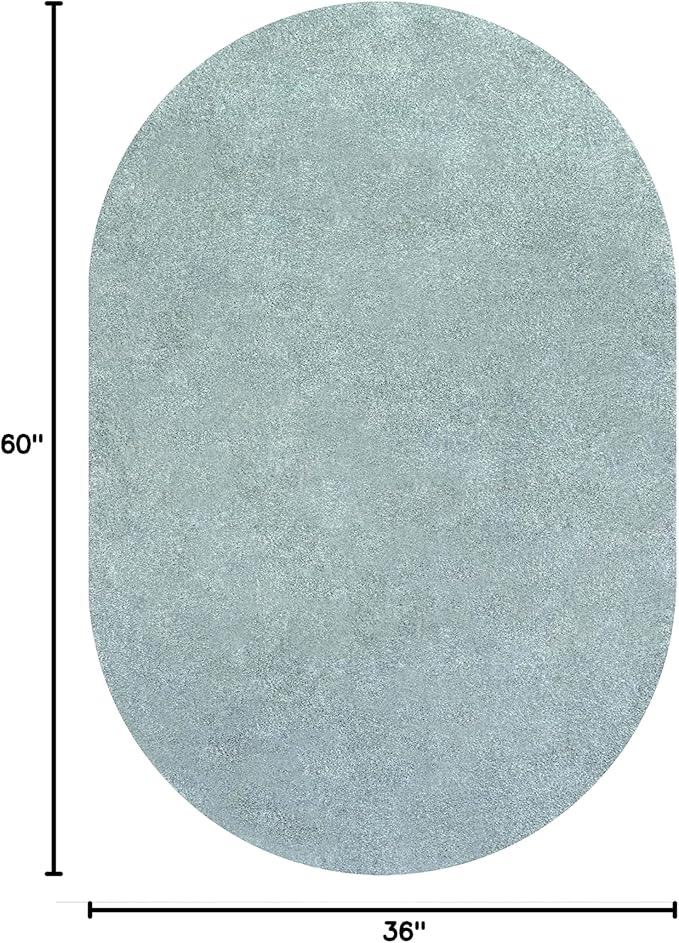Eyely UES100S-3OV Supersoft Haze Solid Low-Pile Indoor Area Rug Casual;Contemporary;Solid;Traditional, Bedroom, Kitchen, Living Room, Easy-Cleaning, Non-Shedding, 3 X 5 Oval, Light Blue