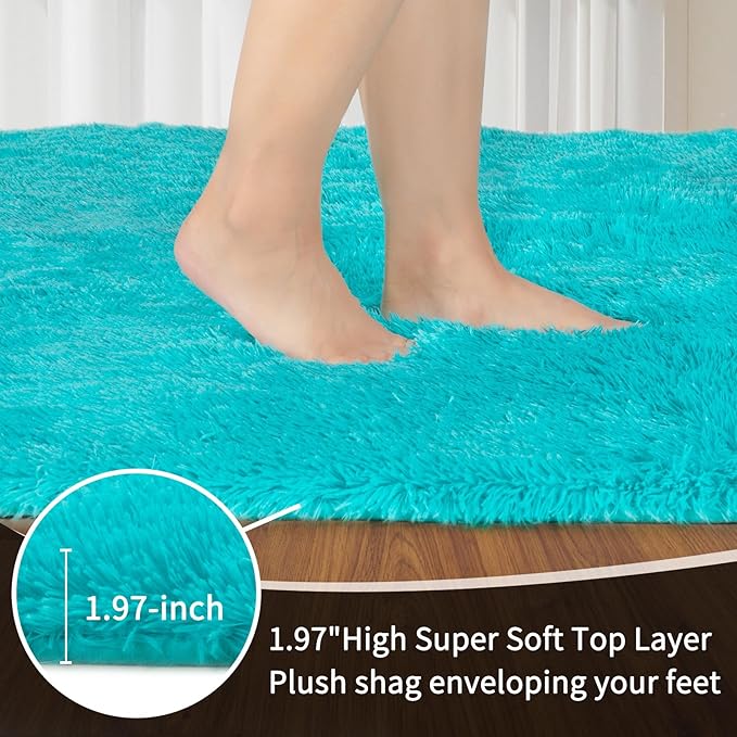 Sour Lemon Area Rugs 9x12 Living Room, Large Area Rug Shag Shaggy Carpet Soft Plush Furry Bedside Rug, Machine Washable Area Rugs for Bedroom Kids Girls Boys Home Decor Anti Slip