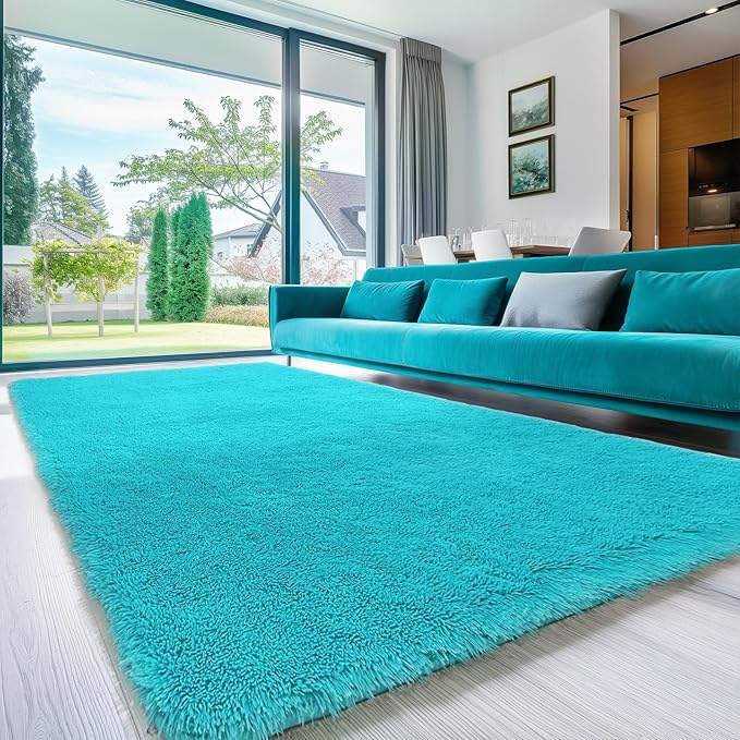 Sour Lemon Area Rugs 9x12 Living Room, Large Area Rug Shag Shaggy Carpet Soft Plush Furry Bedside Rug, Machine Washable Area Rugs for Bedroom Kids Girls Boys Home Decor Anti Slip