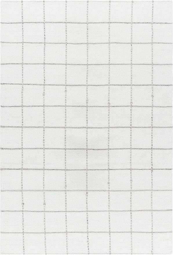 Mark&Day Wool Rugs, 6x9 Ishaq Cottage Off-White Area Rug, White Silver Carpet for Living Room, Bedroom or Kitchen (6' x 9')