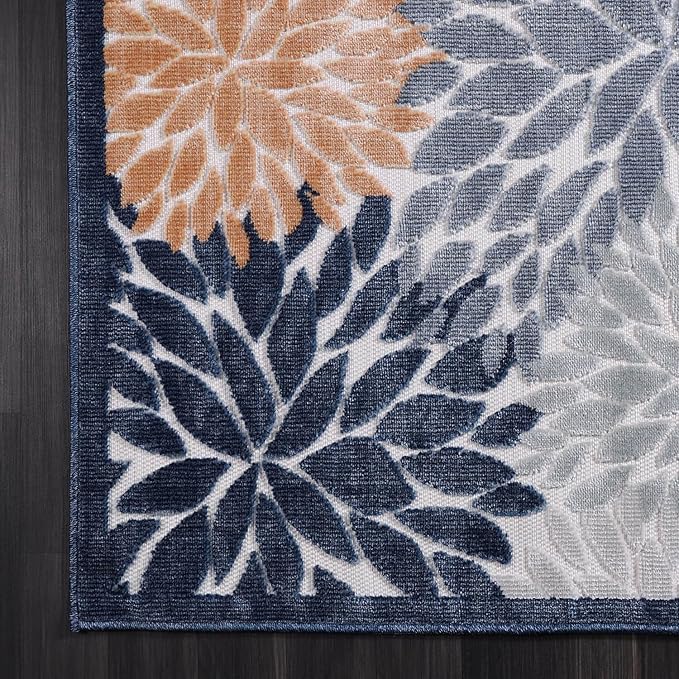 CAMILSON Indoor Outdoor Rug, Multicolor 9?셹12??Floral Exotic Tropical Area Rugs for Indoor and Outdoor patios, Easy-Cleaning Non-Shedding Living Room, Garden and Kitchen Washable Outside Carpet (9x12)