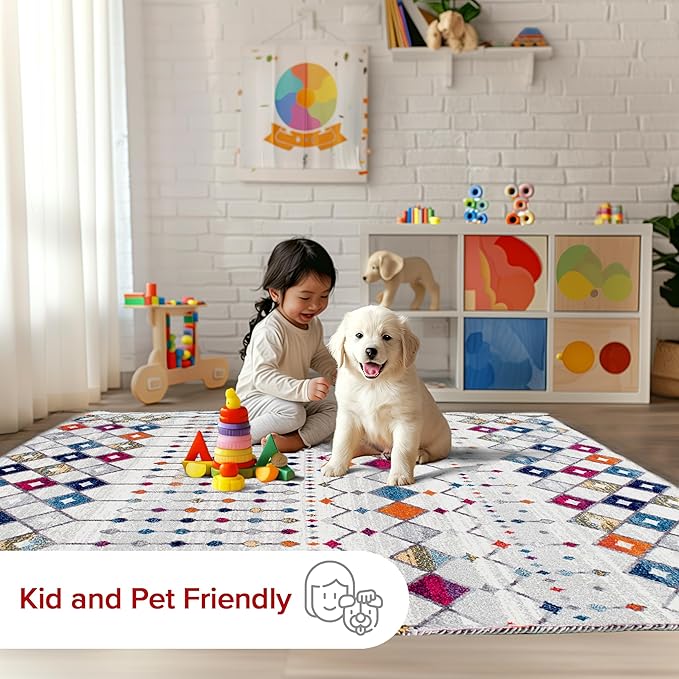 nuLOOM 2x10 Moroccan Blythe Area Rug, Multicolor, Faded Bohemian Design, Stain Resistant, For Bedroom, Dining Room, Living Room, Hallway, Office, Kitchen, Entryway