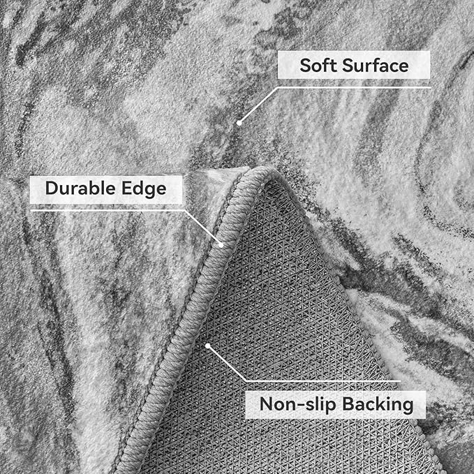 4x6 Washable Area Rugs for Living Room, Blue Modern Abstract Rug Entryway Kitchen Non Slip Throw Rug, Stain Resistant Carpet for Dining Room Playroom Bedroom, Pet & Kids Friendly