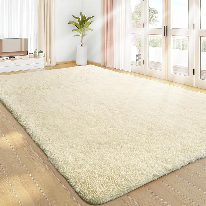 Sour Lemon 8x10 Area Rugs for Bedroom, Living Room Fluffy Rug, Large Area Rug Shag Shaggy Carpet Soft Plush Furry Bedside Rugs, Machine Washable Area Rugs for Kids Girls Boys Home Decor Anti Slip