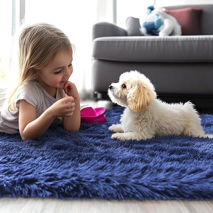 8x10 Area Rugs for Living Room Bedroom, Large Area Rug Shaggy Carpet Soft Plush Furry Bedside Rug, Rugs for Home Decor (Royal Blue, 8 x 10)