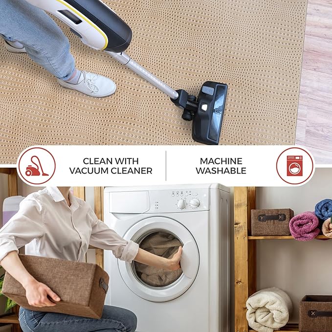 Modern Beige Non Slip Rug Solid 5x7 Non Skid Soft Rubber Back Area Rugs for Living Room Kitchen Bedroom Bathroom Dining Room Easy Cleaning Stain Resistant Non Shedding Carpet 5 x 7