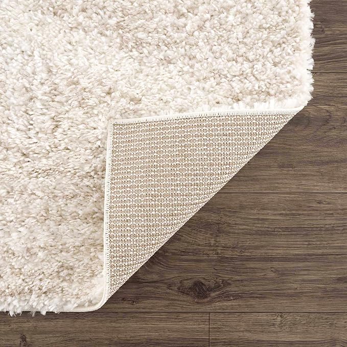 Hauteloom Galaxy Shag Living Room, Bedroom Area Rug - Contemporary - Plush Pile - Light Beige, Cream - 18" x 18" Sample
