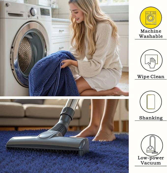 3x5 Rug, Bedside Preppy Dorm Area Rug, College Essentials Small Carpets for Bedroom, Anti Slip Living Room Rugs Home Decor (Royal Blue, 3 x 5)