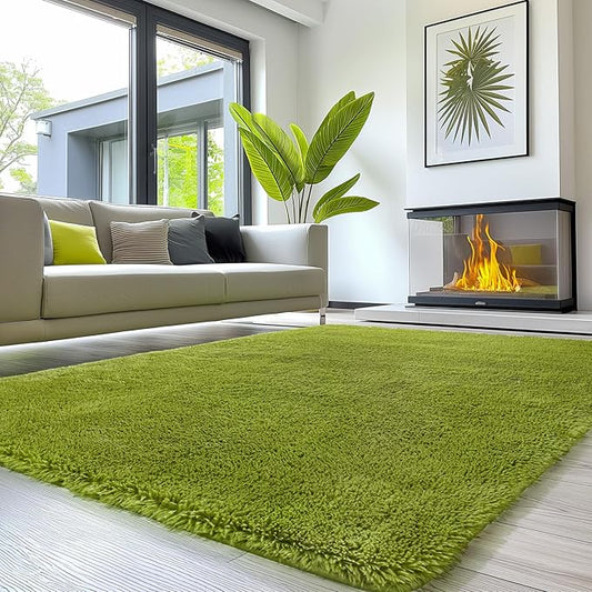 Sour Lemon 8x10 Area Rugs for Bedroom, Living Room Fluffy Rug, Large Area Rug Shag Shaggy Carpet Soft Plush Furry Bedside Rugs, Machine Washable Area Rugs for Kids Girls Boys Home Decor Anti Slip