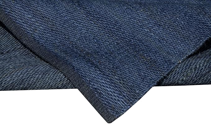 Antep Rugs Natural 9x13 Indoor Hand Woven Fiber Jute Area Rug (Navy Blue, 9' x 13')