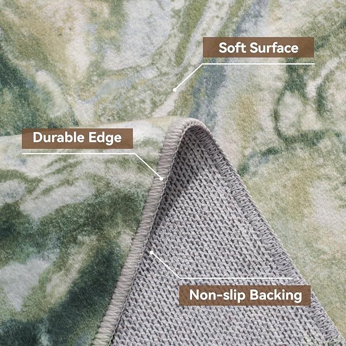 4x6 Washable Area Rugs for Living Room, Blue Modern Abstract Rug Entryway Kitchen Non Slip Throw Rug, Stain Resistant Carpet for Dining Room Playroom Bedroom, Pet & Kids Friendly