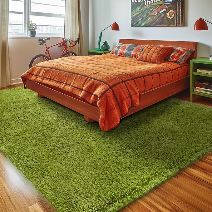 Sour Lemon 8x10 Area Rugs for Bedroom, Living Room Fluffy Rug, Large Area Rug Shag Shaggy Carpet Soft Plush Furry Bedside Rugs, Machine Washable Area Rugs for Kids Girls Boys Home Decor Anti Slip