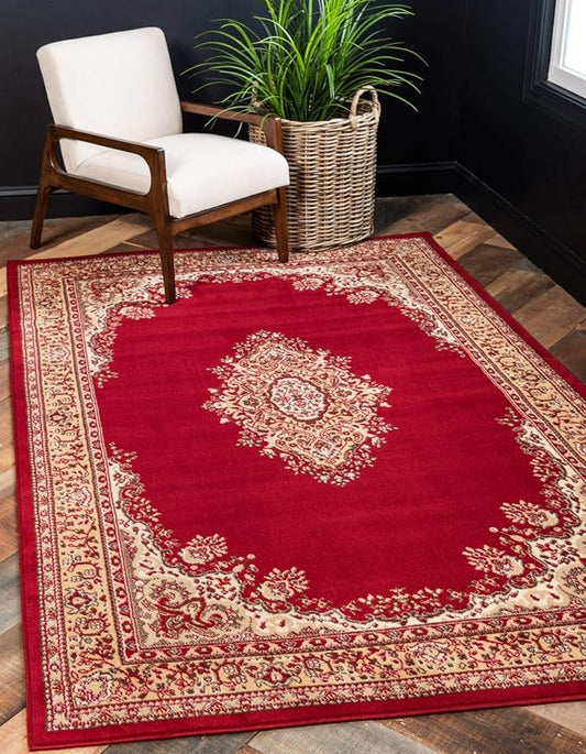 Unique Loom Reza Collection Traditional Persian Style Area Rug, 8 x 10 ft, Burgundy/Ivory