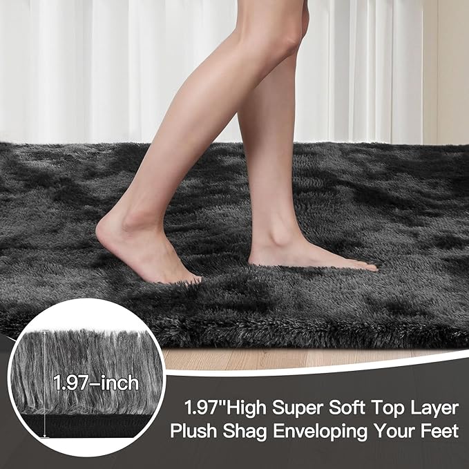 Sour Lemon Area Rugs 9x12 Living Room, Large Area Rug Shag Shaggy Carpet Soft Plush Furry Bedside Rug, Machine Washable Area Rugs for Bedroom Kids Girls Boys Home Decor Anti Slip