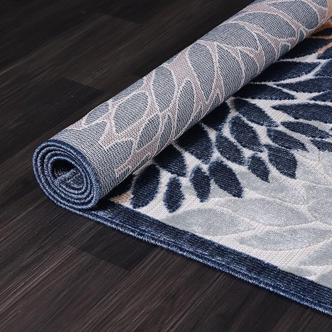 CAMILSON Indoor Outdoor Rug Multi Color 5x7 Floral Exotic Tropical Area Rugs for Indoor and Outdoor patios, Easy-Cleaning Non-Shedding Living Room, Garden and Kitchen Washable Outside Carpet (5 x 7)