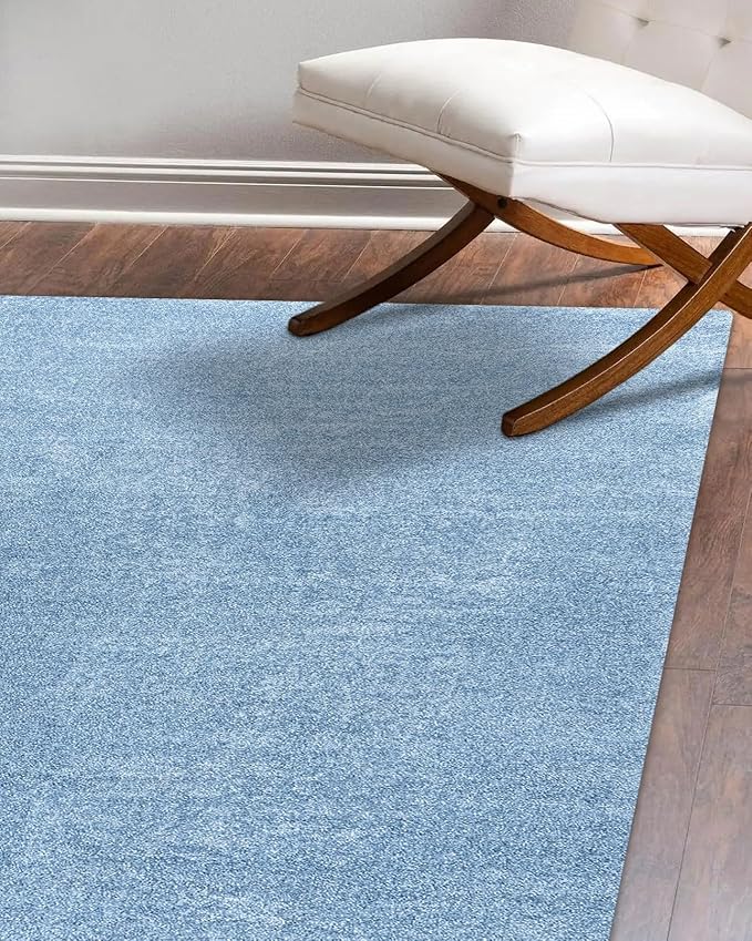 JONATHAN Y Haze Solid Low-Pile Classic Blue 5x5 Square Indoor Area Rug, Coastal,Bohemian,Minimalist,Classic, Easy-Cleaning for Living Room,Bedroom,Kitchen,Pet Friendly,Non-Shedding (SEU100F-5SQ)