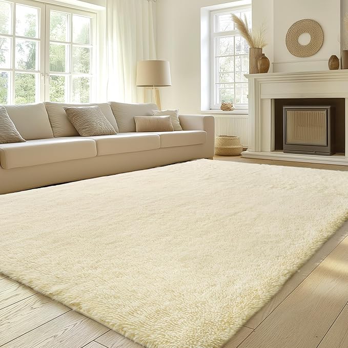 Sour Lemon Area Rugs 9x12 Living Room, Large Area Rug Shag Shaggy Carpet Soft Plush Furry Bedside Rug, Machine Washable Area Rugs for Bedroom Kids Girls Boys Home Decor Anti Slip