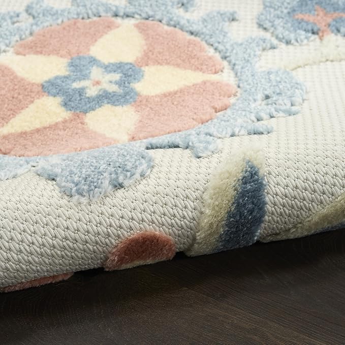 Nourison Aloha Grey Multicolor 9' x 12' Area Rug - Easy Clean, Non Shedding, Bed Room, Living Room, Dining Room, Kitchen (9' x 12')