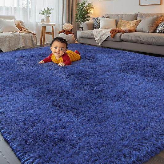 8x10 Area Rugs for Living Room Bedroom, Large Area Rug Shaggy Carpet Soft Plush Furry Bedside Rug, Rugs for Home Decor (Royal Blue, 8 x 10)