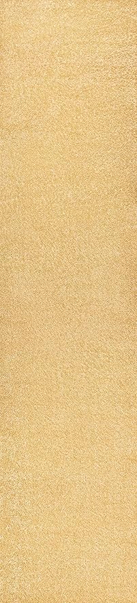 Eyely UES100B-214 Supersoft Haze Solid Low-Pile Indoor Runner Rug, Coastal, Bohemian, Minimalist, Classic, Casual for Bedroom,Kitchen,Living Room,Non Shedding,Easy-Washing, Yellow, 2 X 14