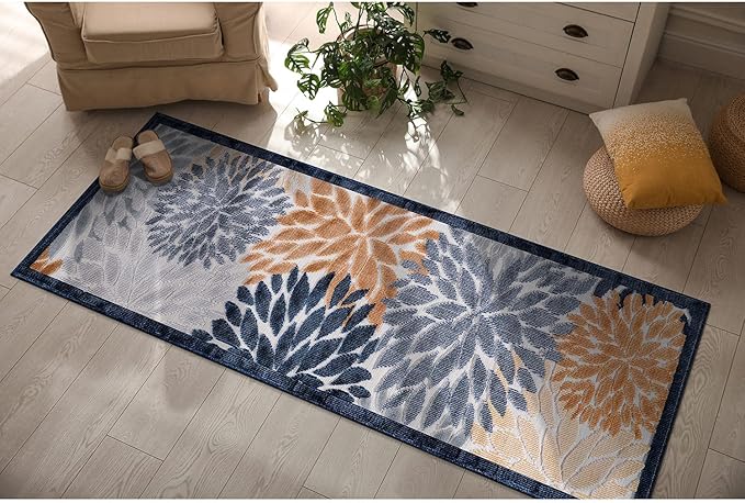 CAMILSON Runner Outdoor Rugs Oriental Retro Traditional Floral Medallion Area Rug 2x10 Non-Shedding Stain Resistant Indoor Carpet for Bathroom Hallway Kitchen Office (2 x 10 / Multi Color)