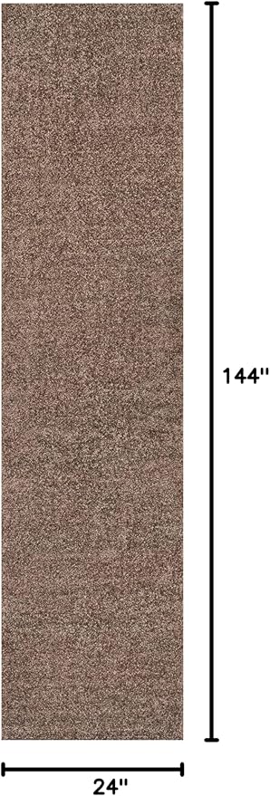 Eyely UES100J-212 Supersoft Haze Solid Low-Pile Indoor Runner Rug, Coastal, Bohemian, Minimalist, Classic, Casual for Bedroom,Kitchen,Living Room,Non Shedding,Easy-Washing, Brown, 2 X 12
