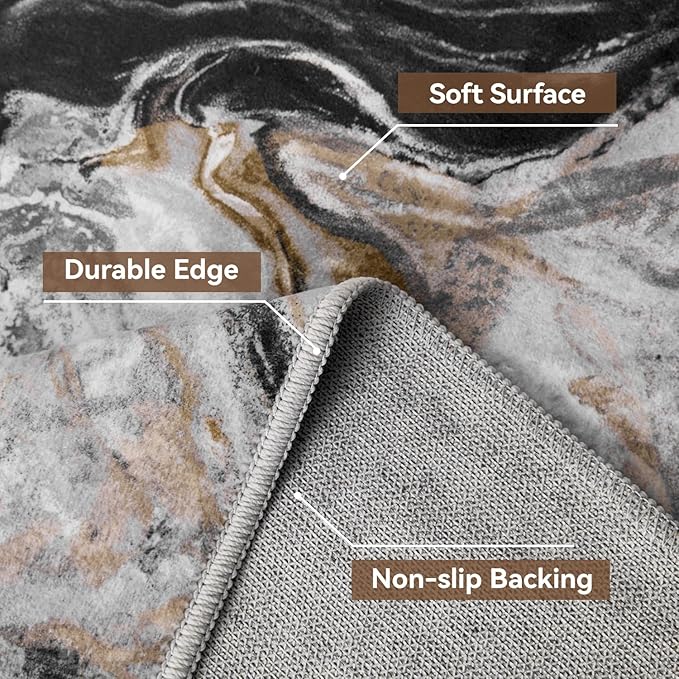 4x6 Washable Area Rugs for Living Room, Blue Modern Abstract Rug Entryway Kitchen Non Slip Throw Rug, Stain Resistant Carpet for Dining Room Playroom Bedroom, Pet & Kids Friendly