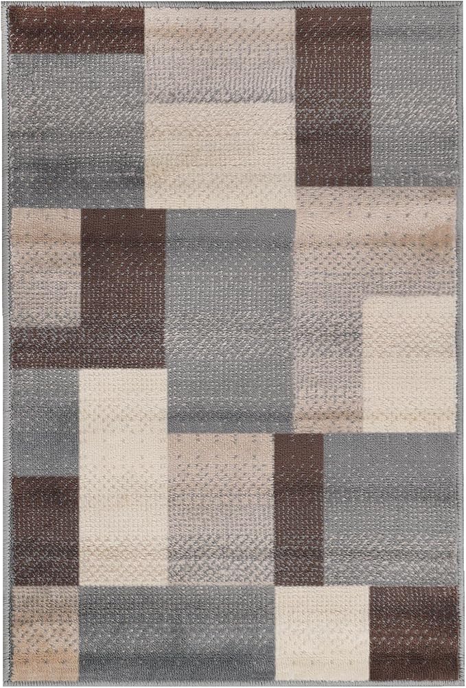 Superior Indoor Area Rug, Jute Backing, Home Decor for Bedroom, Living Room, Office, Kitchen, Hallway, Floor Cover, Patchwork, Color Block, Plush, Clifton Collection, 2' x 3', Multi Color