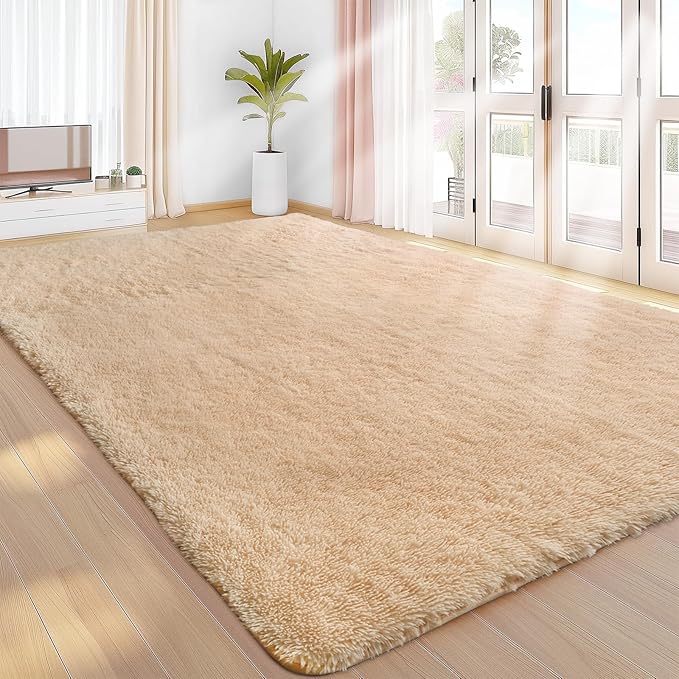 Sour Lemon 8x10 Area Rugs for Bedroom, Living Room Fluffy Rug, Large Area Rug Shag Shaggy Carpet Soft Plush Furry Bedside Rugs, Machine Washable Area Rugs for Kids Girls Boys Home Decor Anti Slip