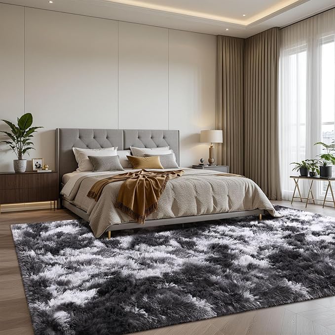 Sour Lemon 10x14 Area Rugs for Bedroom, Fluffy Rugs for Living Room, Large Area Rug Shag Shaggy Carpet Soft Plush Furry Bedside Rug, Machine Washable Area Rugs for Kids Girls Boys Home Decor Anti Slip