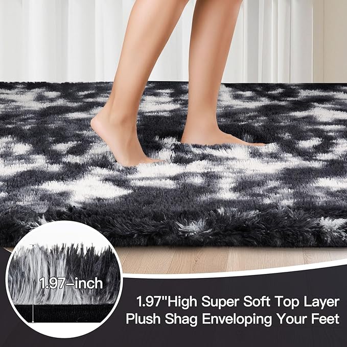 Sour Lemon 5x7 Area Rugs, Large Area Rug 5 x7, Washable Area Rugs, Bedroom Area Rug Shag Shaggy Carpet Soft Plush Furry Bedside Fluffy Rug for Living Room Kids Girls Boys Home Decor Anti Slip