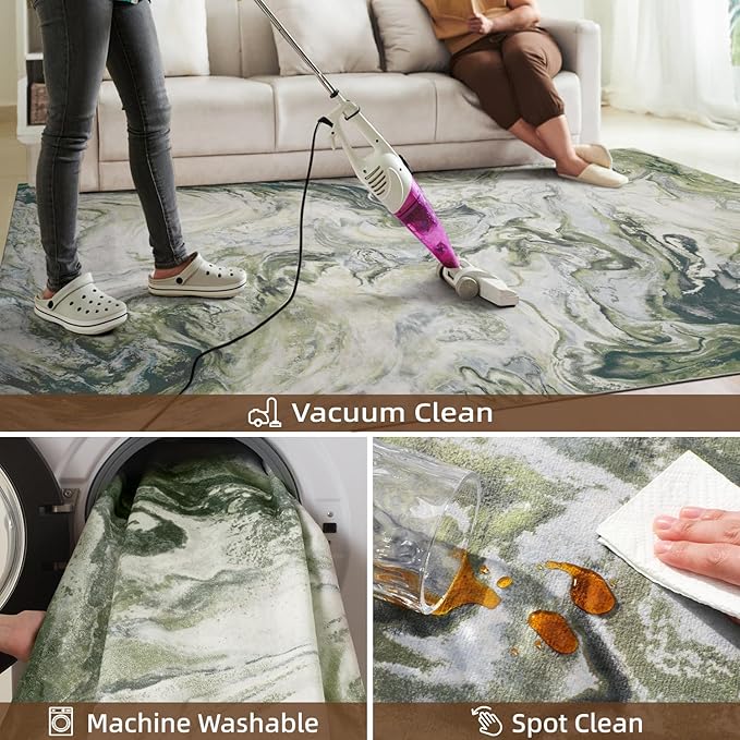 4x6 Washable Area Rugs for Living Room, Blue Modern Abstract Rug Entryway Kitchen Non Slip Throw Rug, Stain Resistant Carpet for Dining Room Playroom Bedroom, Pet & Kids Friendly