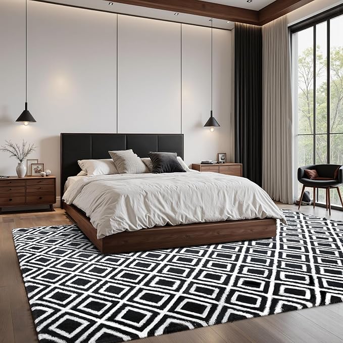 Sour Lemon 8x10 Area Rugs for Bedroom, Living Room Fluffy Rug, Large Area Rug Shag Shaggy Carpet Soft Plush Furry Bedside Rugs, Machine Washable Area Rugs for Kids Girls Boys Home Decor Anti Slip