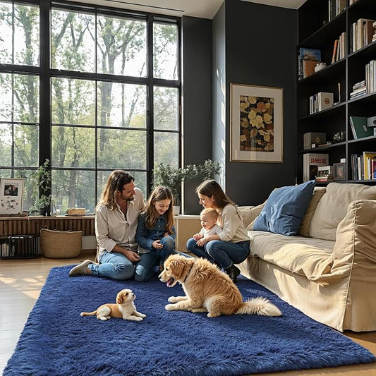 3x5 Rug, Bedside Preppy Dorm Area Rug, College Essentials Small Carpets for Bedroom, Anti Slip Living Room Rugs Home Decor (Royal Blue, 3 x 5)