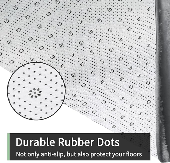 Sour Lemon Area Rugs 9x12 Living Room, Grey Large Area Rug Shag Shaggy Carpet Soft Plush Furry Bedside Rug, Machine Washable Area Rugs for Bedroom Kids Girls Boys Home Decor Anti Slip