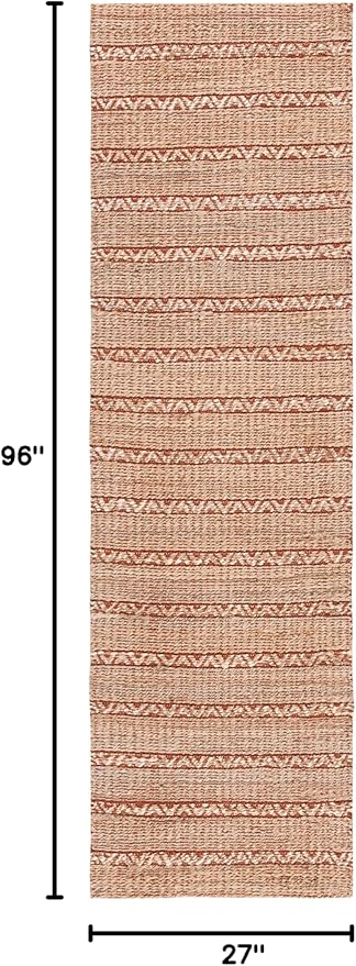 SAFAVIEH Natural Fiber Collection Runner Rug - 2'3" x 8', Rust & Natural, Handmade Flat Weave Stripe Jute & Cotton Jute, Ideal for High Traffic Areas in Living Room, Bedroom (NFB655P)