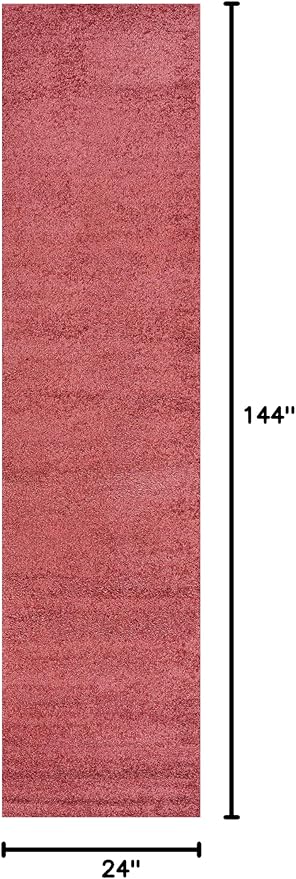 Eyely UES100E-212 Supersoft Haze Solid Low-Pile Indoor Runner Rug, Coastal, Bohemian, Minimalist, Classic, Casual for Bedroom,Kitchen,Living Room,Non Shedding,Easy-Washing, Red, 2 X 12