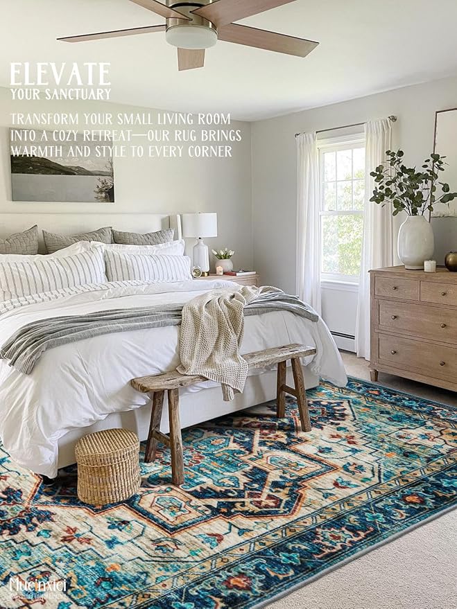 2x3 Foyer Area Rug for Door Way,Gemstone Blue Washable Floor Mats,Low Pile Small Space Thin Carpet for Entryway,Mini Entry Throw Rugs with Rubber Backing,Non-Slip Indoor Entrance Dog Door Mat