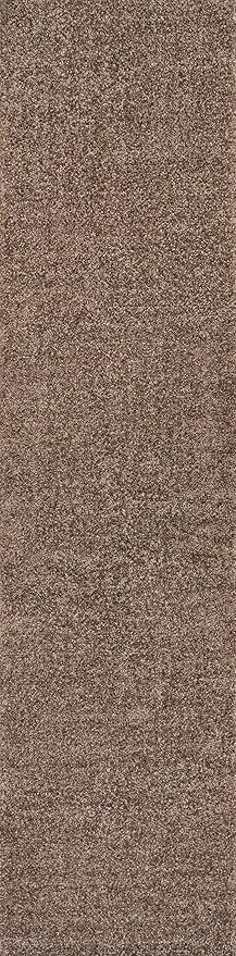 Eyely UES100J-212 Supersoft Haze Solid Low-Pile Indoor Runner Rug, Coastal, Bohemian, Minimalist, Classic, Casual for Bedroom,Kitchen,Living Room,Non Shedding,Easy-Washing, Brown, 2 X 12
