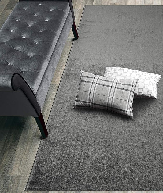 10 ft Non-Slip Washable Solid Plain Grey Carpet Runner Rug with Rubber Backing for Hallway Entryway Kitchen Bathroom, Custom Length, (26" W x 10' L)