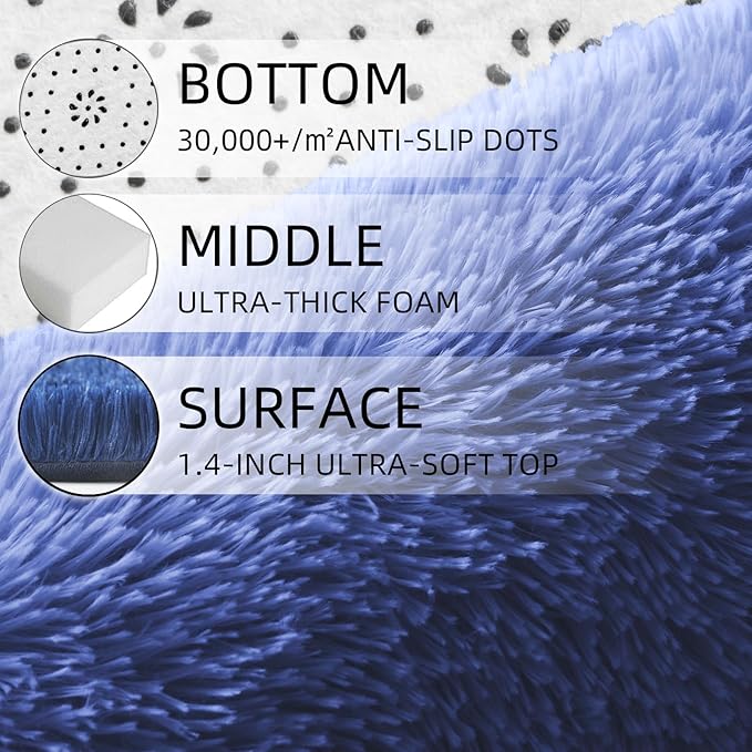 3x5 Rug, Bedside Preppy Dorm Area Rug, College Essentials Small Carpets for Bedroom, Anti Slip Living Room Rugs Home Decor (Royal Blue, 3 x 5)