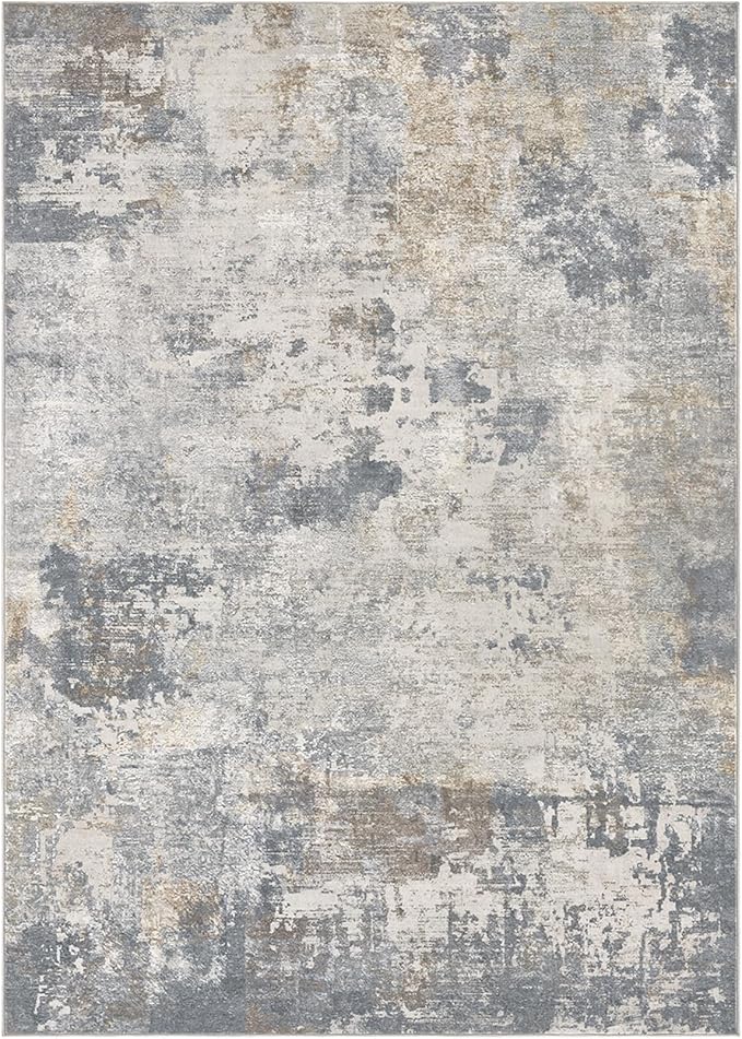 5x7 Area Rug Living Room Rugs - Washable Neutral Modern Abstract Soft Thin Large Rug Indoor Floor No Slip Rug Carpet for Bedroom Under Dining Table Home Office Decor - Blue Grey