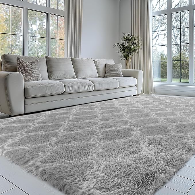 Sour Lemon Area Rugs 9x12 Living Room, Large Area Rug Shag Shaggy Carpet Soft Plush Furry Bedside Rug, Machine Washable Area Rugs for Bedroom Kids Girls Boys Home Decor Anti Slip