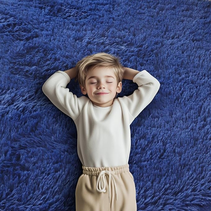 8x10 Area Rugs for Living Room Bedroom, Large Area Rug Shaggy Carpet Soft Plush Furry Bedside Rug, Rugs for Home Decor (Royal Blue, 8 x 10)