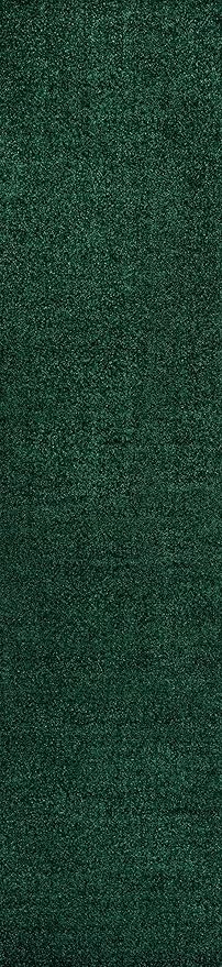 Eyely UES100L-212 Supersoft Haze Solid Low-Pile Indoor Runner Rug, Coastal, Bohemian, Minimalist, Classic, Casual for Bedroom,Kitchen,Living Room,Non Shedding,Easy-Washing, Green, 2 X 12